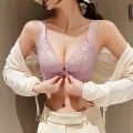 前扣内衣女大胸显小胸无钢圈文胸调整型超薄款收副乳防下垂胸罩 40/90BC薄杯 豆沙粉