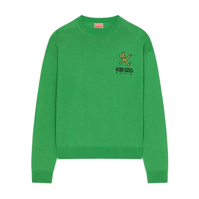 高田贤三(Kenzo)美利奴羊毛针织套衫长袖圆领胸前刺绣休闲舒适百高清大图