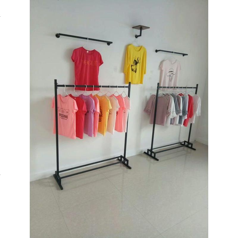 服装店衣架展示架卧室落地式挂衣架服装货架单杠中岛架带板