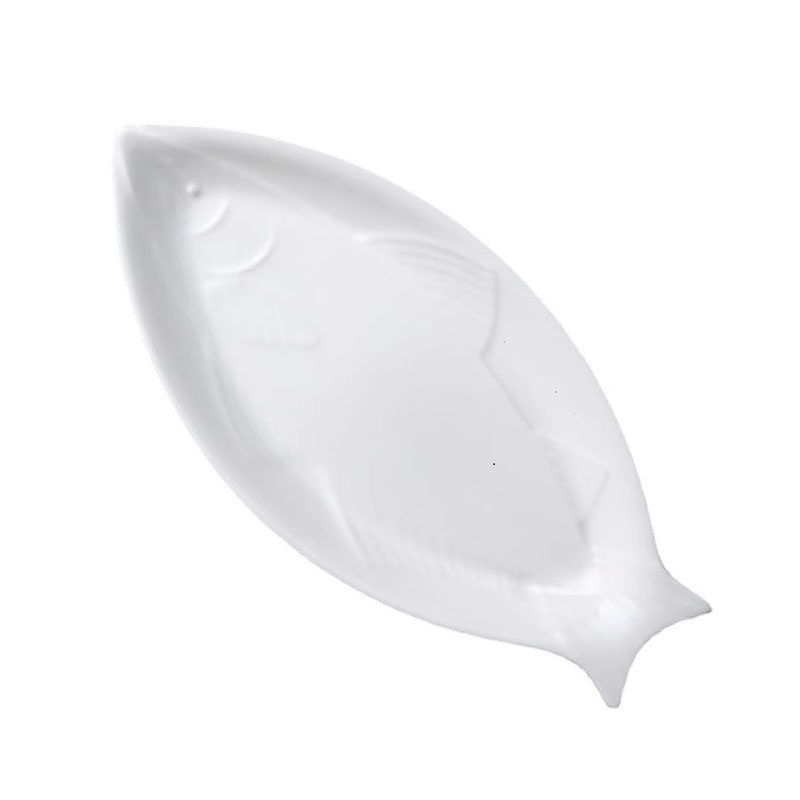 橙亿鸿 纯白陶瓷珍珠鱼形鱼盘 菜盘 14英寸/个高清大图