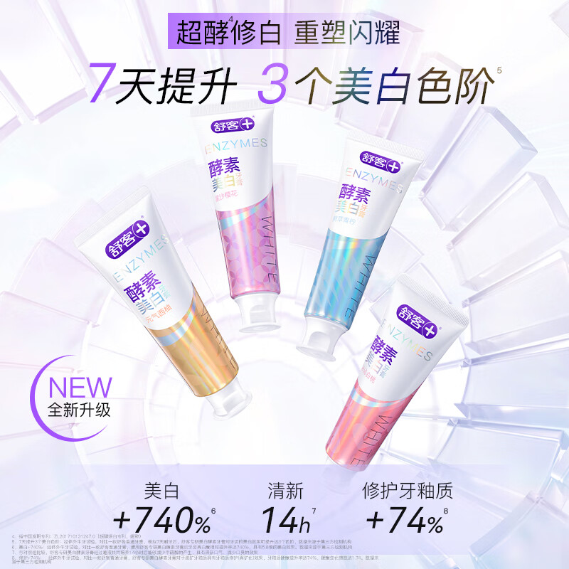 舒客法国酵素牙膏 美白牙齿清新口气含氟防蛀 120g青柠香型