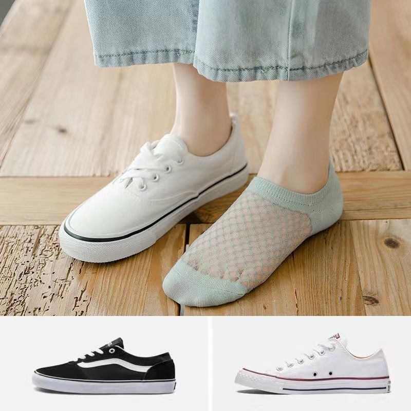 袜子女蕾丝袜浅口网红水晶短袜浅口ins潮春夏季薄款春秋网纱高清大图