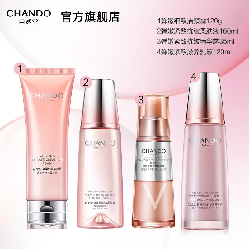 自然堂弹嫩紧致抗皱保湿四件套(洁水乳精华)高清大图