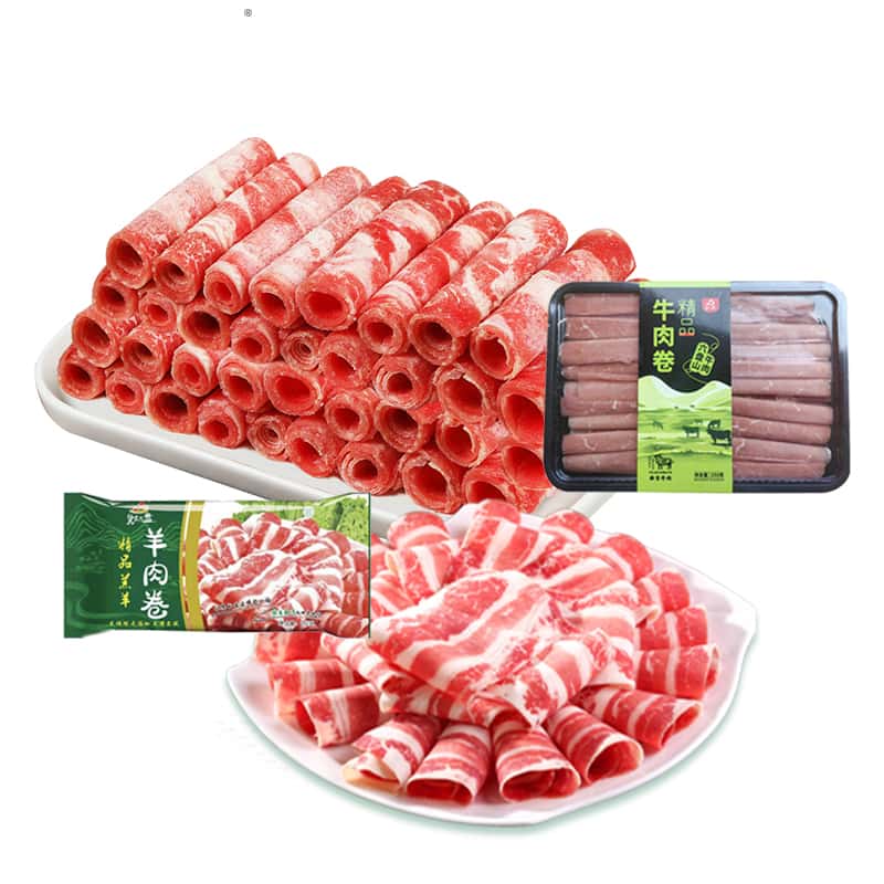 原切新鲜牛肋条肉卷 套餐组合 现做宁夏滩羊 西吉农户散养黄牛肉 牛羊肉卷各3盒高清大图
