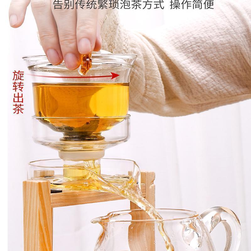 玻璃茶具茶壶套装家用透明全自动懒人石磨自动泡茶壶功夫茶杯_475