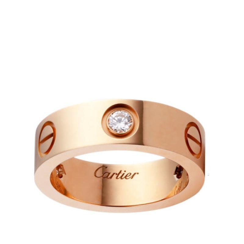 cartier/卡地亚 经典款love 18k金玫瑰金钻石戒指 镶嵌3颗钻石 b