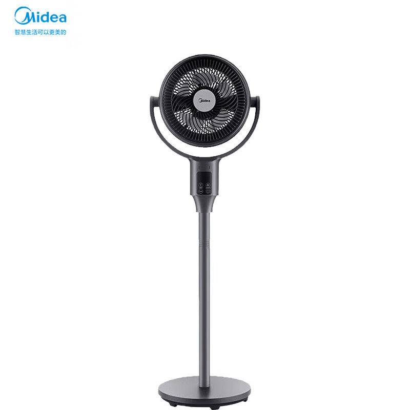 美的(Midea)循环电风扇家用落地扇立式风扇转页扇空气循环立式9叶变频温控遥控 黑色 FGD24UCR