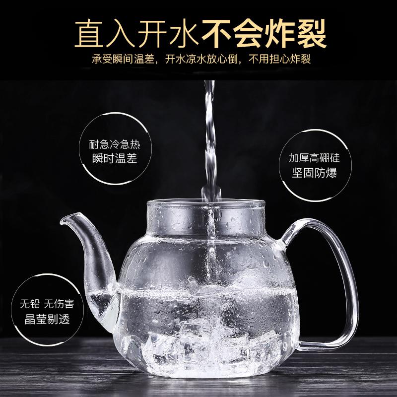 家柏饰(CORATED)家用耐热高温功夫荼具透明过滤煮茶器单泡茶壶茶杯玻璃茶具套装小 南瓜新款600ml+6杯高清大图