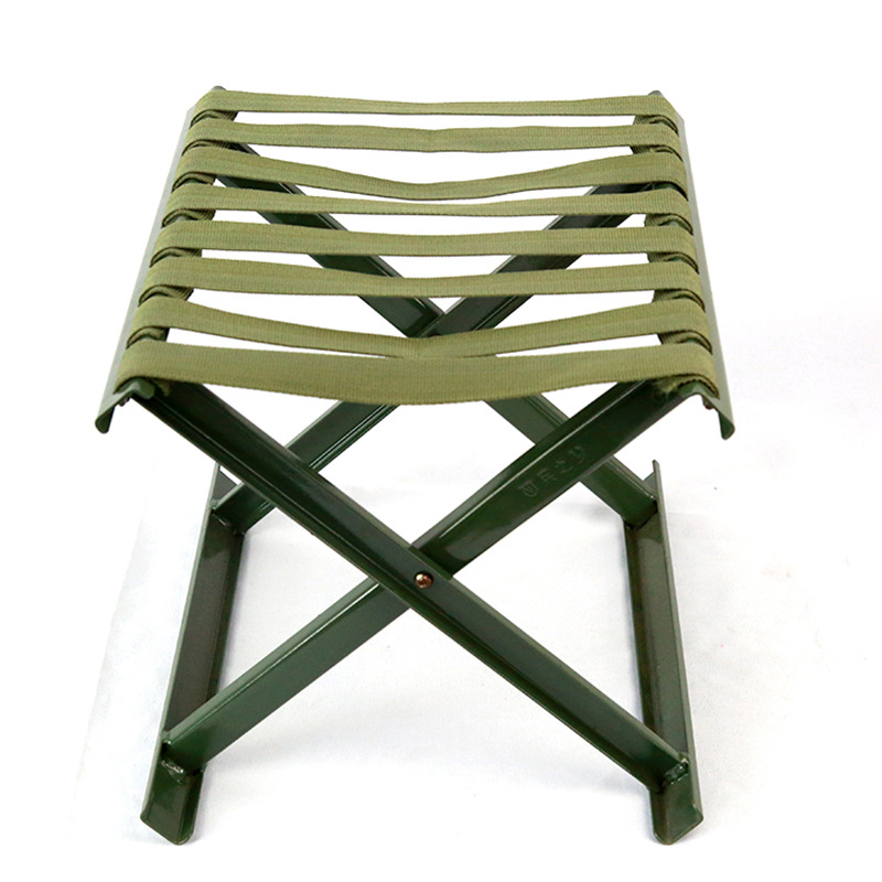帆布马扎军绿色 帆布高碳钢便携马扎 士兵槽钢马扎 户外乘凉钓鱼