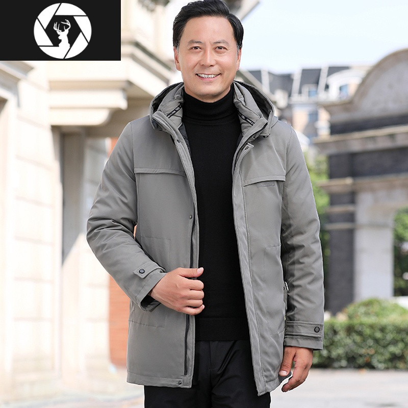 男士棉衣 hongzun冬季中老年男棉衣加厚宽松中长款棉袄中年人棉服脱卸