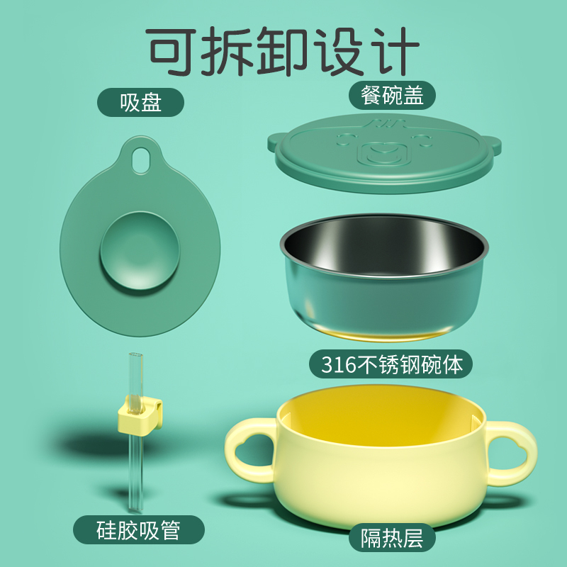 护贝康婴幼儿可拆卸吃饭碗