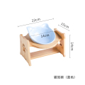 猫碗宠物用品碗陶瓷双碗食盆防打翻木架护颈吃饭喝水斜口碗猫咪碗_1 高度调节大小通用 猫耳单碗+木架+纯蓝色