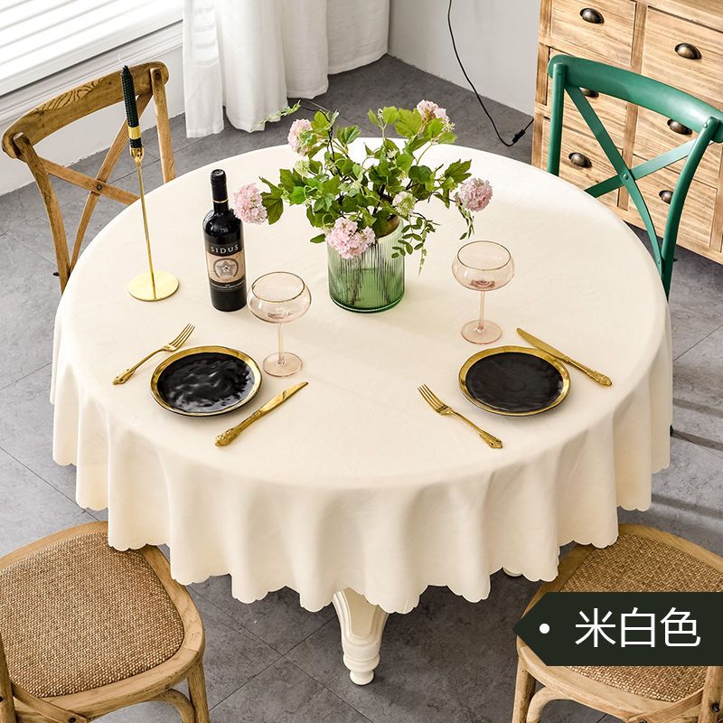 圆桌桌布布艺棉麻防水圆形家用北欧中式餐厅酒店台布高级感餐桌布
