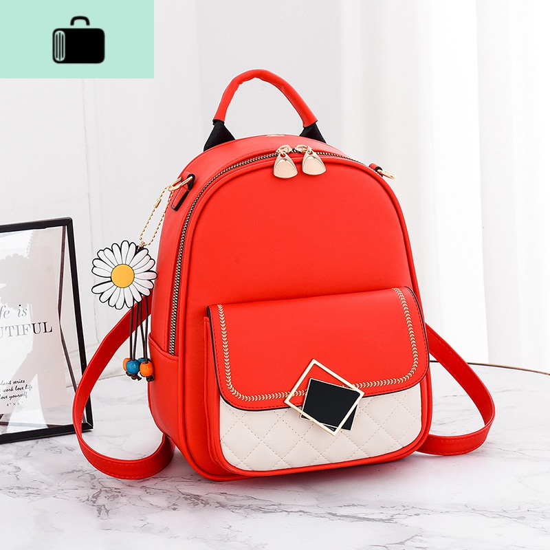 女款斜挎包2020年新款女包百搭时尚双肩包ins女潮三用女士小背包NEW LAKE 红色送运费险