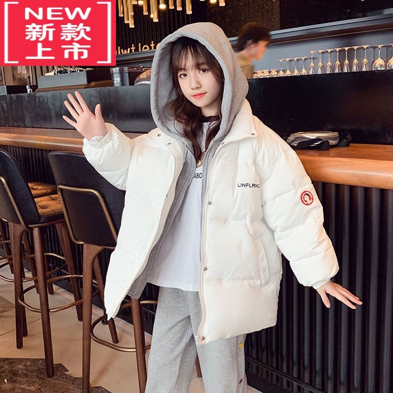 可莉允女童羽绒服2022新款洋气儿童假两件棉服冬装女孩加厚连帽棉衣外套图片
