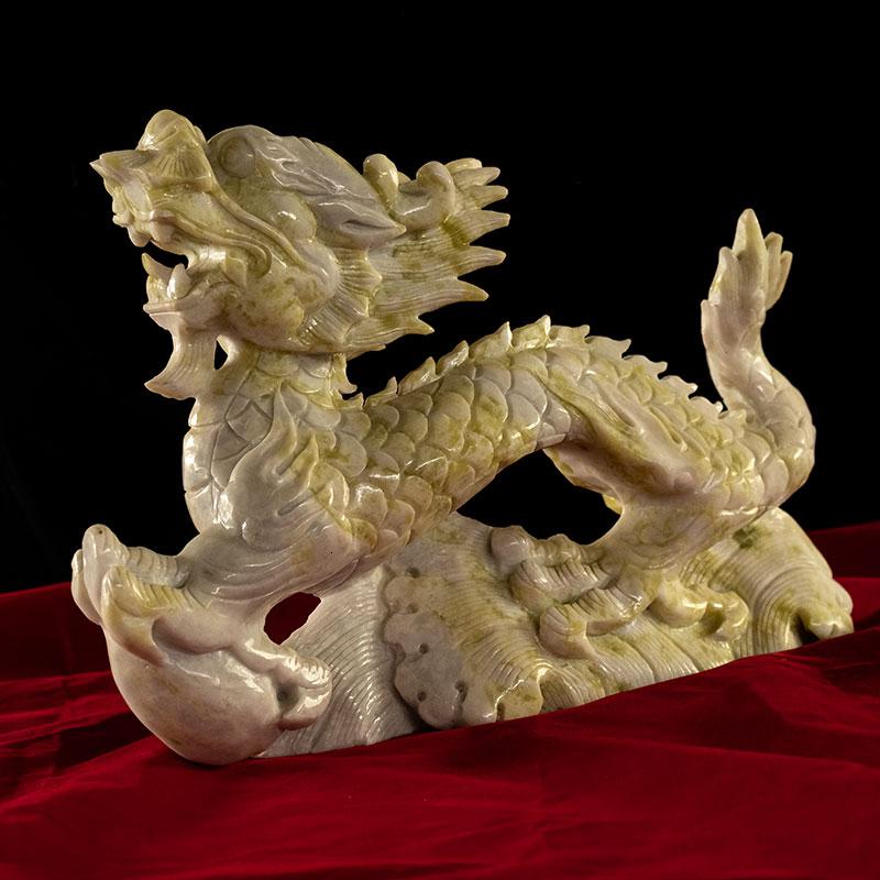 美帮汇玉石龙摆件龙工艺品办公室家居青龙装饰高清大图