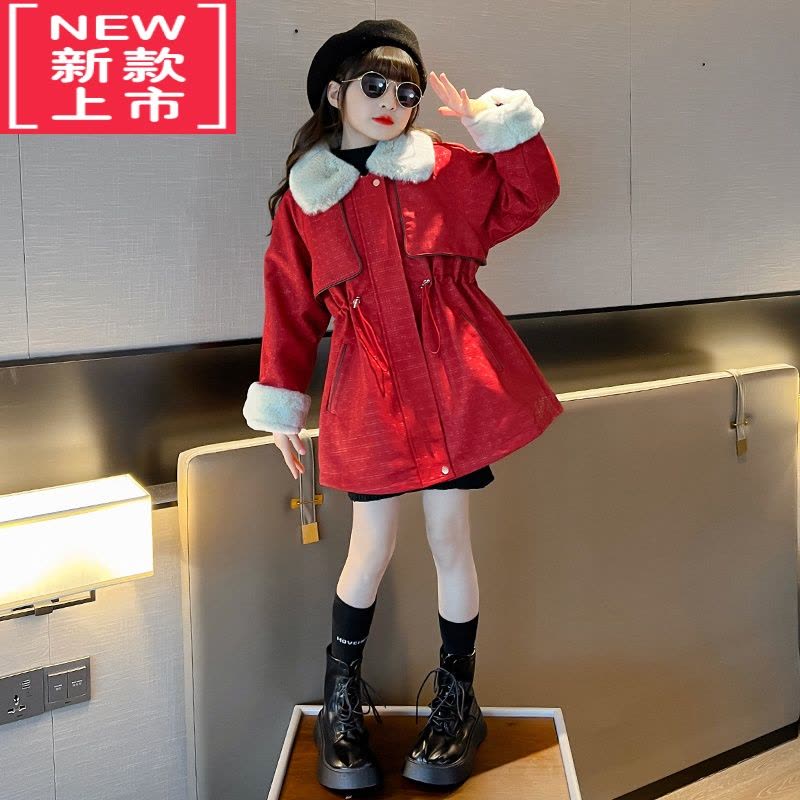 可莉允女童皮草外套加绒加厚冬装2022新款中大童洋气童装冬季皮衣派克服棉服图片