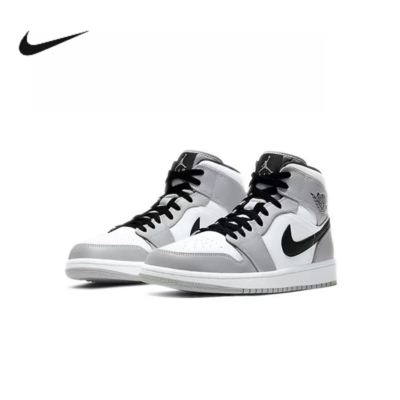 air jordan aj1 mid 耐克烟灰中帮男鞋篮球耐磨休闲鞋554724-092