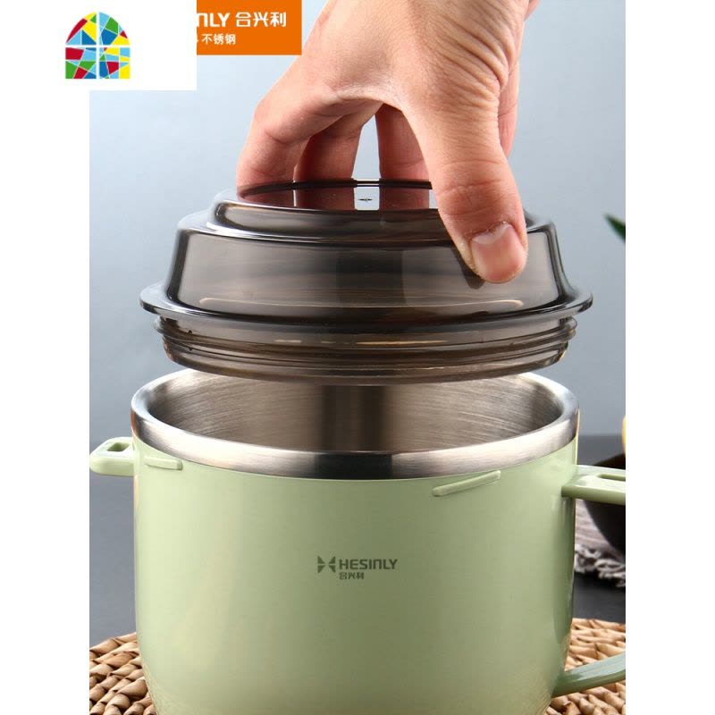 304不锈钢饭盒保温快餐杯上班族便携学生食堂饭缸碗便当盒带餐具 FENGHOU 全蓝色餐杯+保温袋/赠304勺筷盒图片