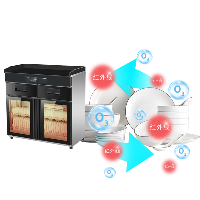 臻远ZY50429037配餐柜消毒碗柜茶水柜带抽屉调料台 数显款高清大图