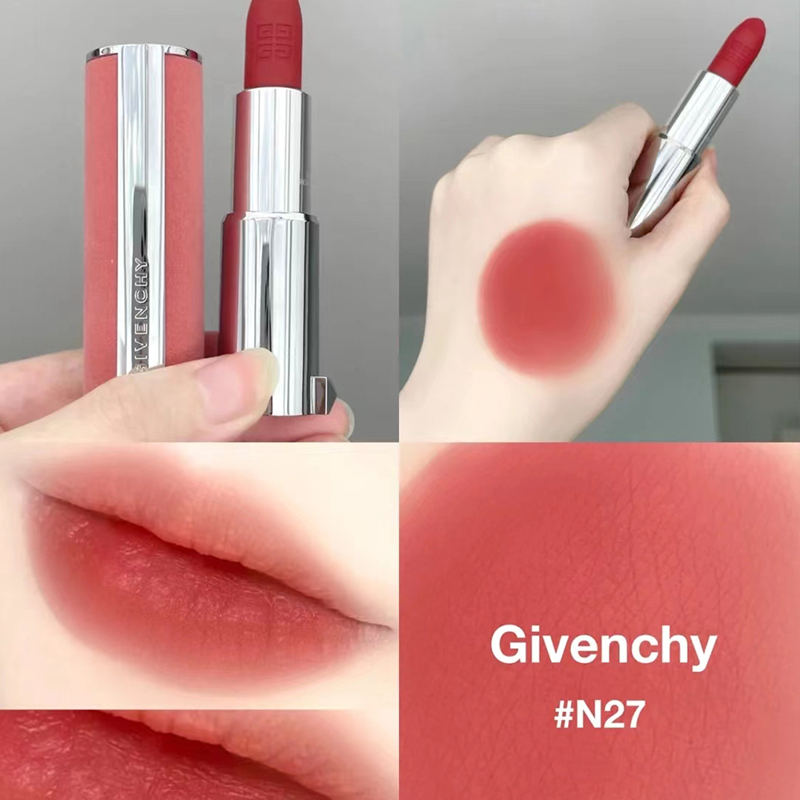纪梵希(GIVENCHY)高定香榭粉小羊皮 丝绒哑光唇膏口红 N27 3.4g #雪柿桃高清大图