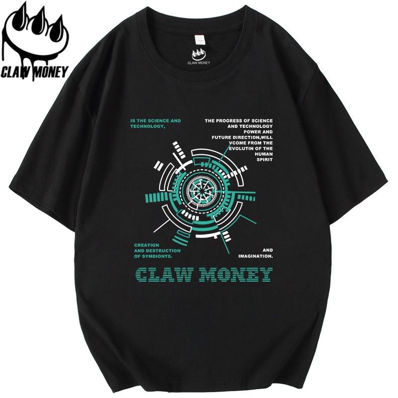 Claw money短袖t恤男潮流青少年字母印花半袖季宽松纯棉帅气体恤