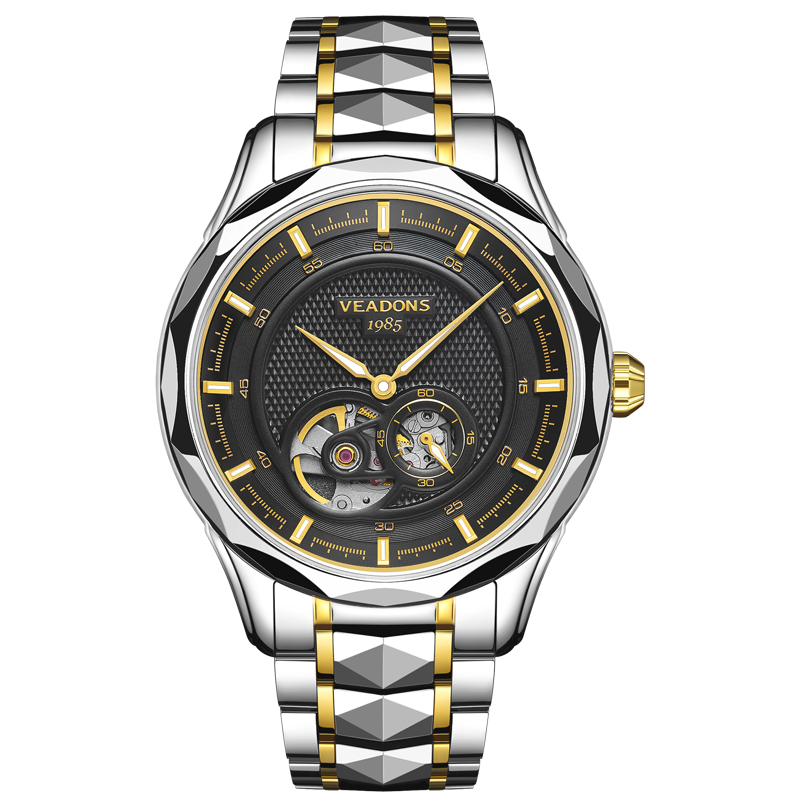 威顿veadons全自动机械表男士手表时尚简约大表盘间钨钢防水商务男表