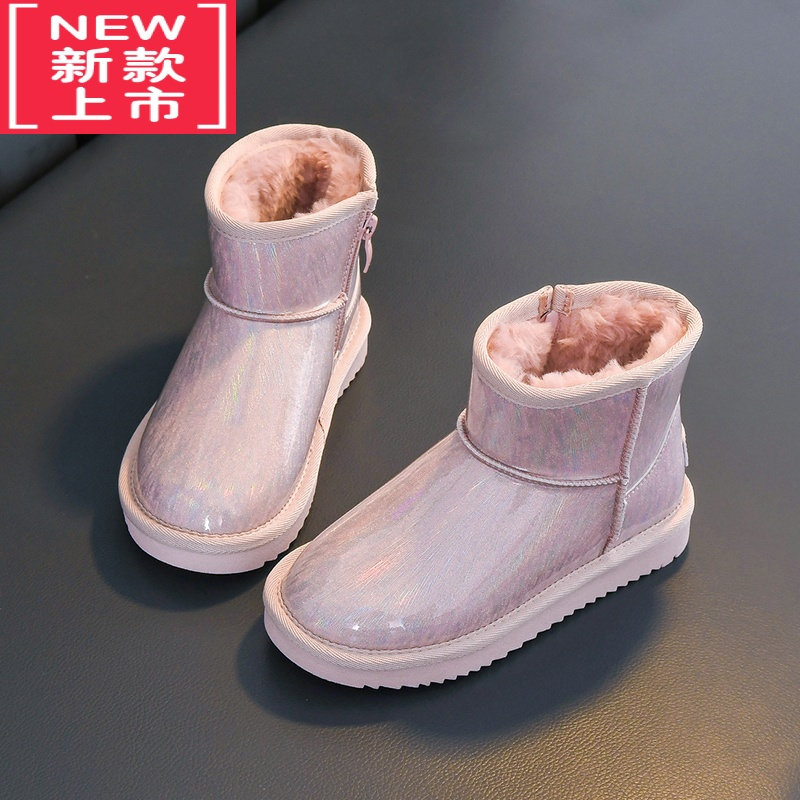 可莉允女童雪地靴2022年新款秋冬季儿童棉鞋加绒加厚女童短靴防水中大童