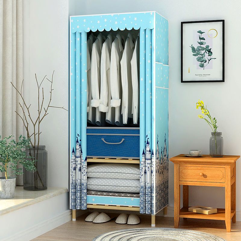 简易小衣柜单人收纳架实木组装学生出租房宿舍衣橱家用牛津布衣柜