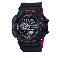卡西欧（CASIO） 石英表 男 G-SHOCK系列日韩品牌运动表红黑色石英防水树脂带通用手表GA-400