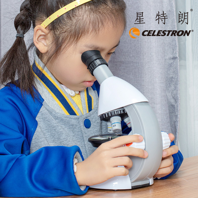 星特朗(Celestron)儿童显微镜高倍640倍中小学生专业高清生物检测便携光学实验套装普通望远镜