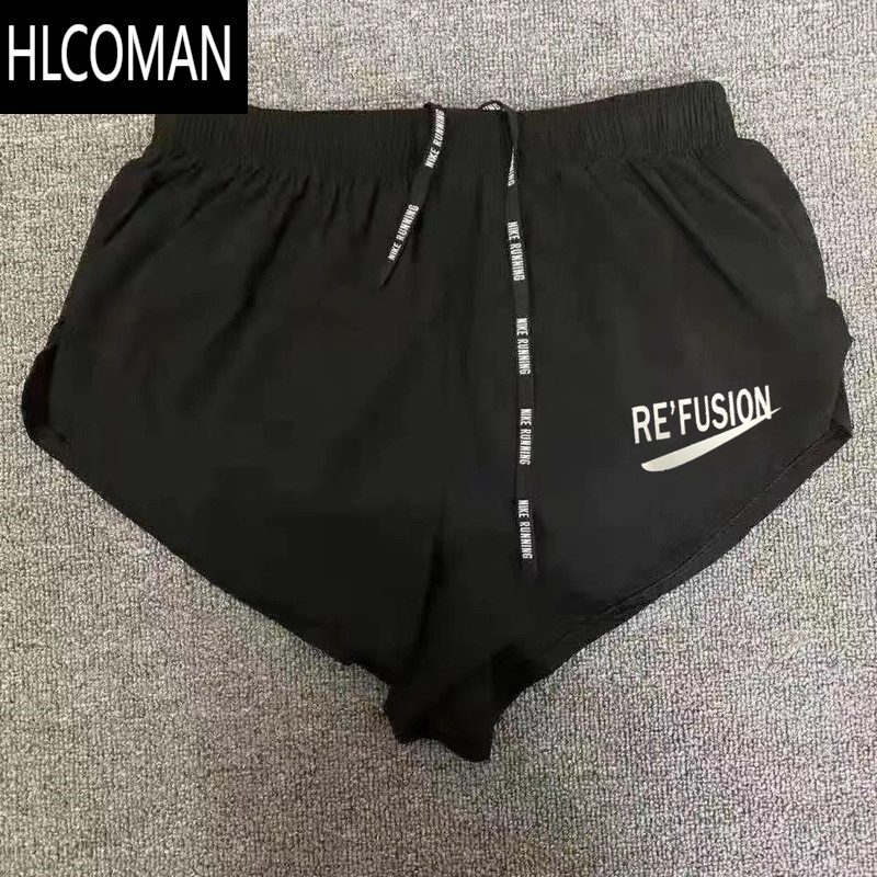 HLCOMAN夏季健身跑步训练田径短裤速干透气男女运动裤弹力双层内衬三分裤