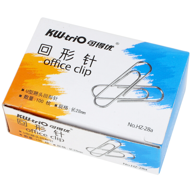 可得优（KW-triO）HZ-28a 回形针 镀铬大头针/盒 10盒/组