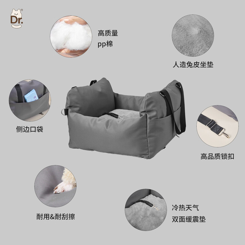 锐锶铂四季宠物车载窝宠物外出旅行狗垫便携式汽车座椅窝 皮革褐40*35*35cm高清大图