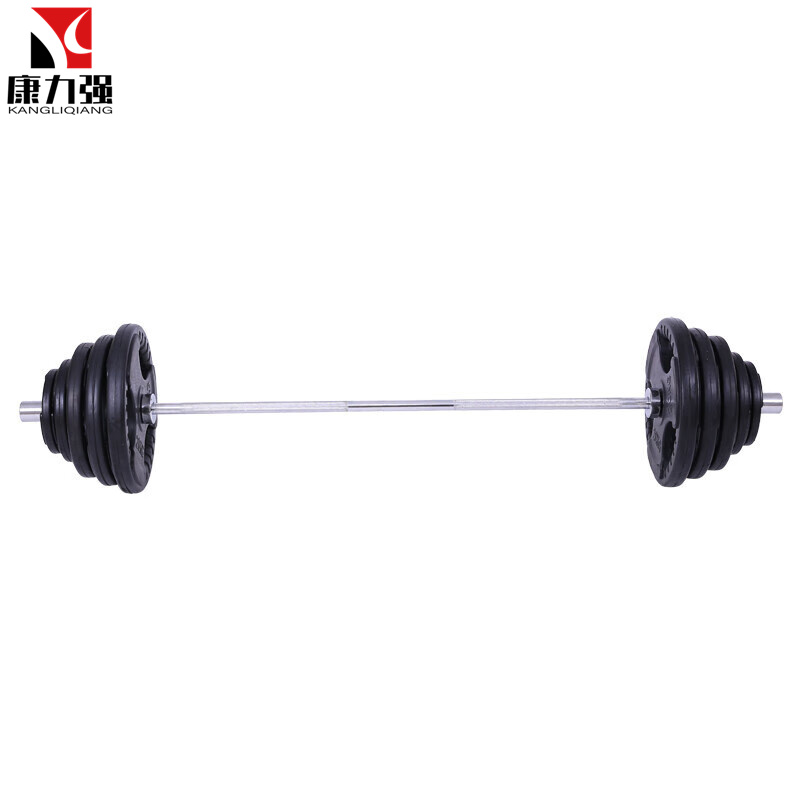 康力强卧推包胶杠铃套装 奥杆铸铁举重杠铃男士健身器材套装高清大图