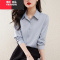 YIBUSHENG2023春秋新款高级感气质缎面职业衬衫女士设计感小众上衣百搭衬衣