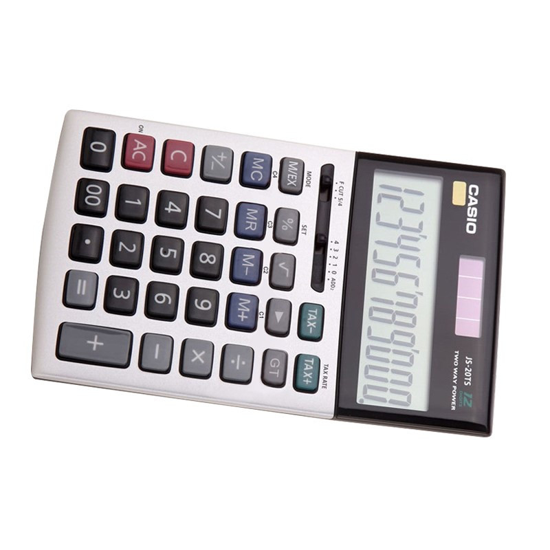 卡西欧(CASIO)JS-20TS太阳能计算器12位数财务会计用大屏计算机 大字大屏