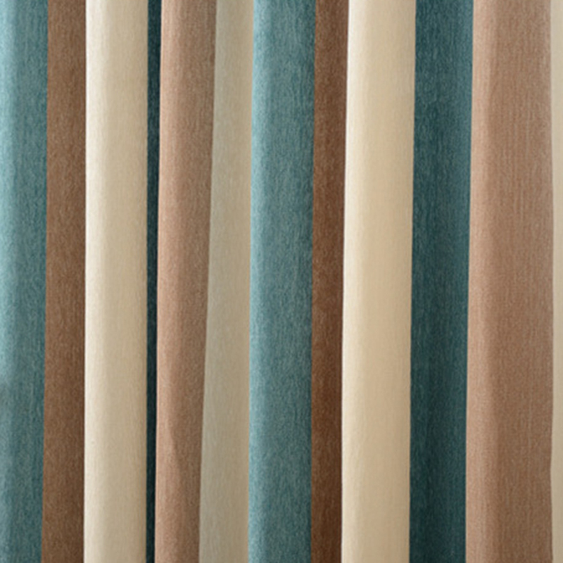 家柏饰(CORATED)地中海窗帘定制双面“彩条纹雪尼尔”宾馆卧室会所北欧风简约现代 双面彩条纹蓝咖色【不加造型】 宽1.5米高2.7米【挂钩加工】