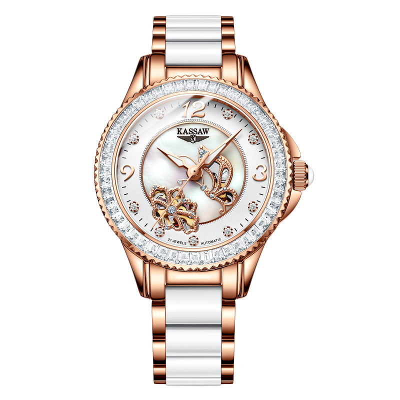 卡梭(KASSAW)手表女新款商务潮流陶瓷自动机械表女表防水时尚款K880LK882L高清大图