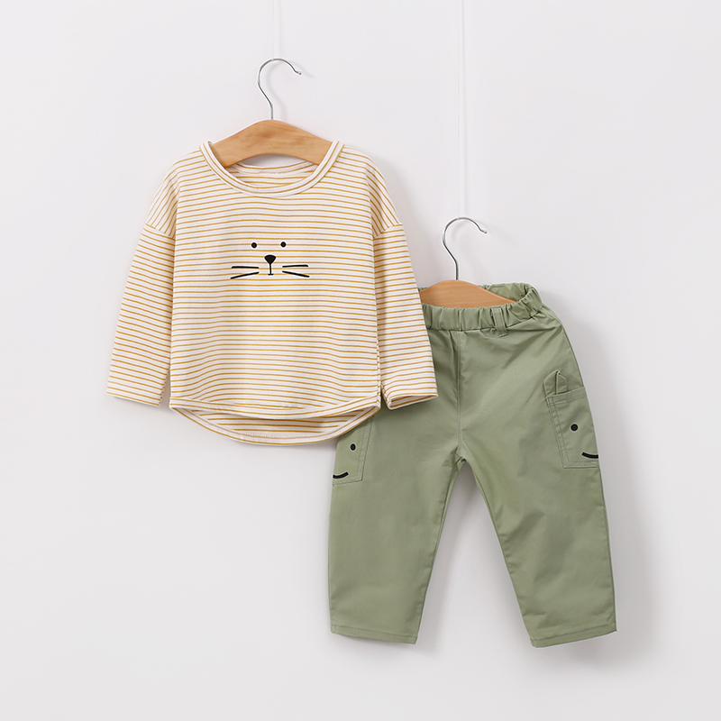 依尔婴宝宝春秋季1-3岁婴幼儿时尚新款外出服潮衣服男女0一1岁套装TZ1803
