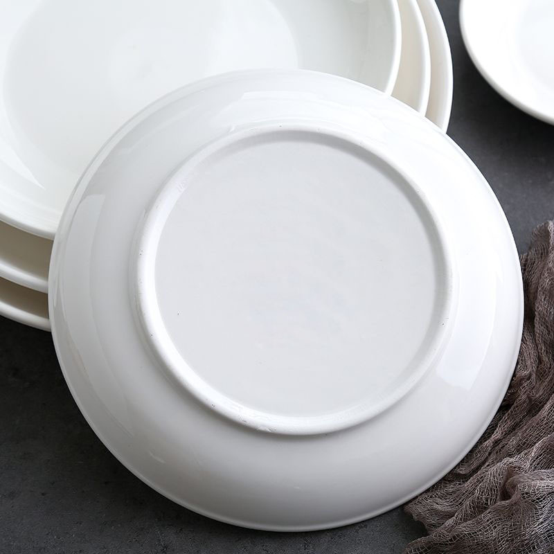 顺心优 纯白陶瓷剁椒鱼头盘大号圆形蒸鱼盘饺子盘菜盘 7英寸/个高清大图