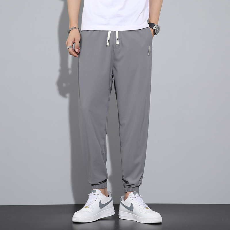 四面弹力休闲裤男士宽松哈伦裤夏季冰丝薄款男裤运动裤束脚裤by9920