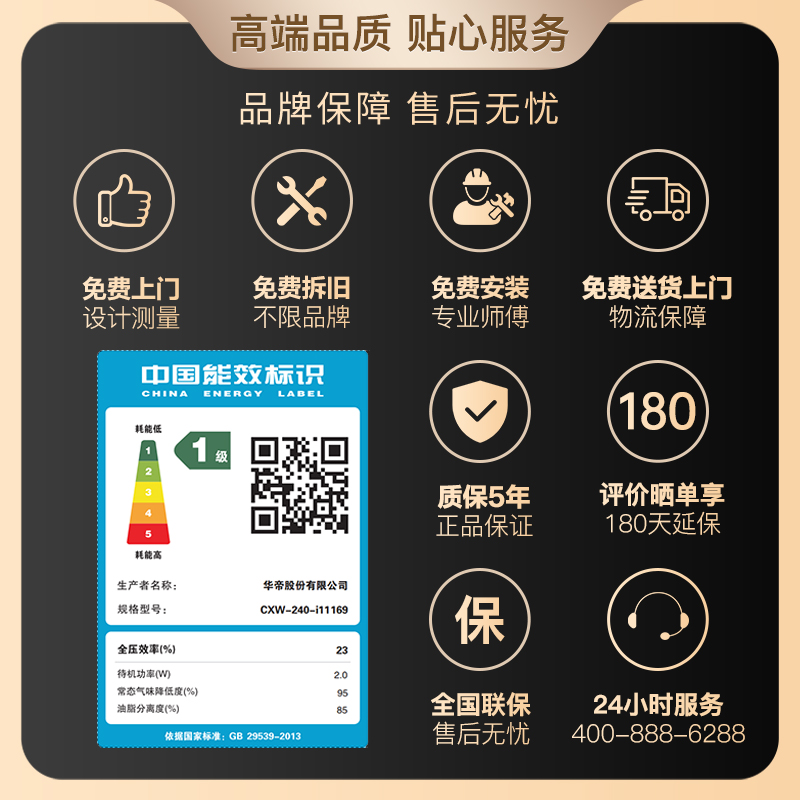 华帝(vatti)23m³大吸力抽油烟机侧吸式 挥手智控 高频自动洗深腔拢烟4档风量调节i11169高清大图
