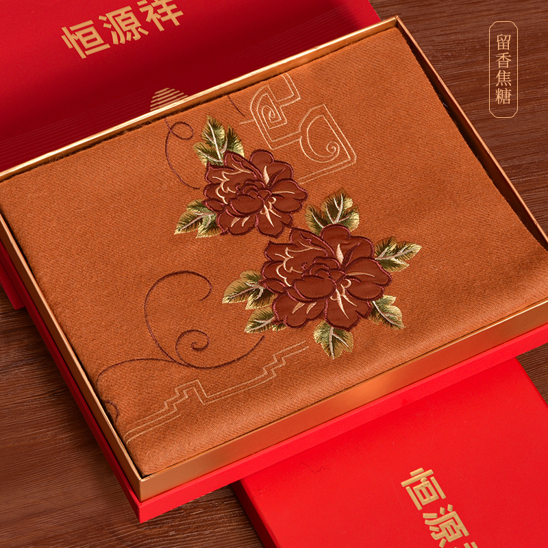 恒源祥春秋冬季送妈妈羊毛围巾高端生日礼物旗袍羊绒披肩保暖围脖 留香焦糖