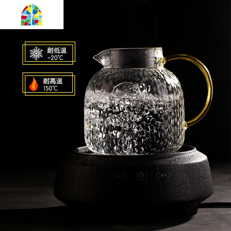 冷水壶玻璃可高温北欧创意白开水杯套装家用扎壶耐热防爆凉水壶 FENGHOU 冰泉壶1300ml+冰晶杯2个高清大图
