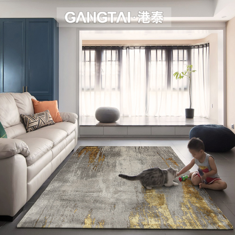 家柏饰(CORATED)后现代轻奢灰色地毯客厅简约新中式美式工业风茶几毯卧室床边房高清大图