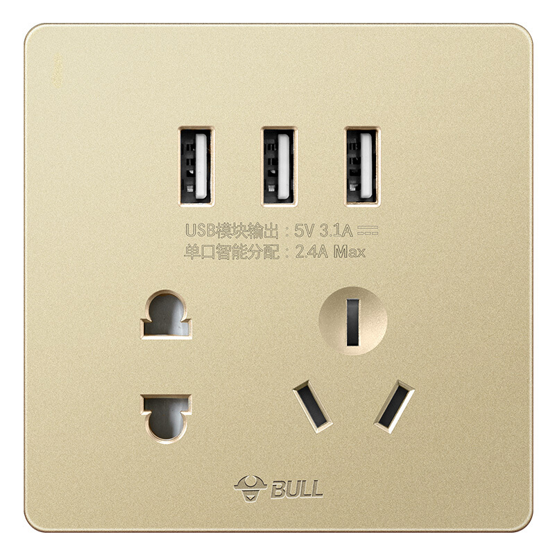 公牛(BULL) 开关插座G12系列五孔带3位USB