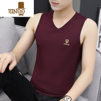 YANXU2022莫代尔男士V领背心宽肩坎肩无袖t恤冰丝内穿0打 4XL162-188斤 200011-酒红