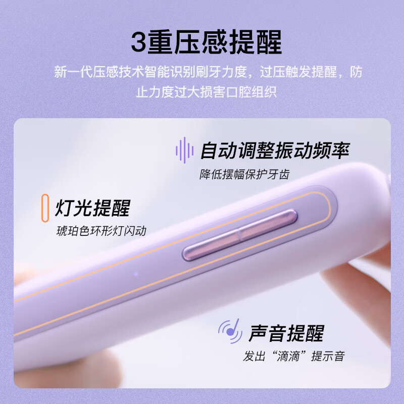 舒客saky Pro声波电动牙刷GT2(钛空白+未来紫)颜色随机高清大图