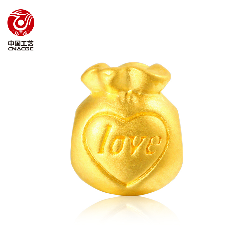 中国工艺足金999石榴石单颗福袋3D硬金女款 黄金珠宝福袋手串自行搭配绳子